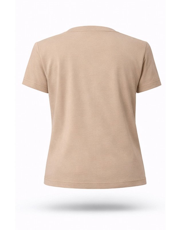 Camiseta Bordada Corazones Camel - Imagen 3