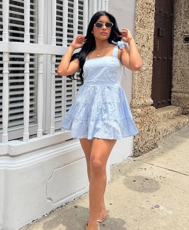 Vestido Ojalillo Azul Bebe