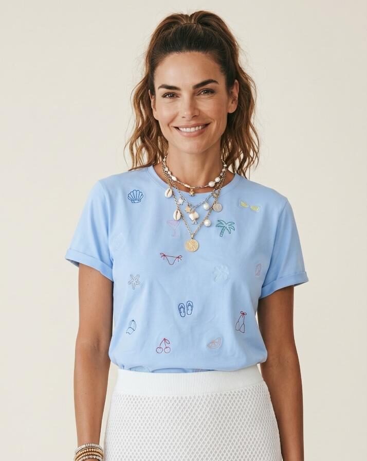 CAMISETA LARGA BORDADA EDICION SUMMER VIBES