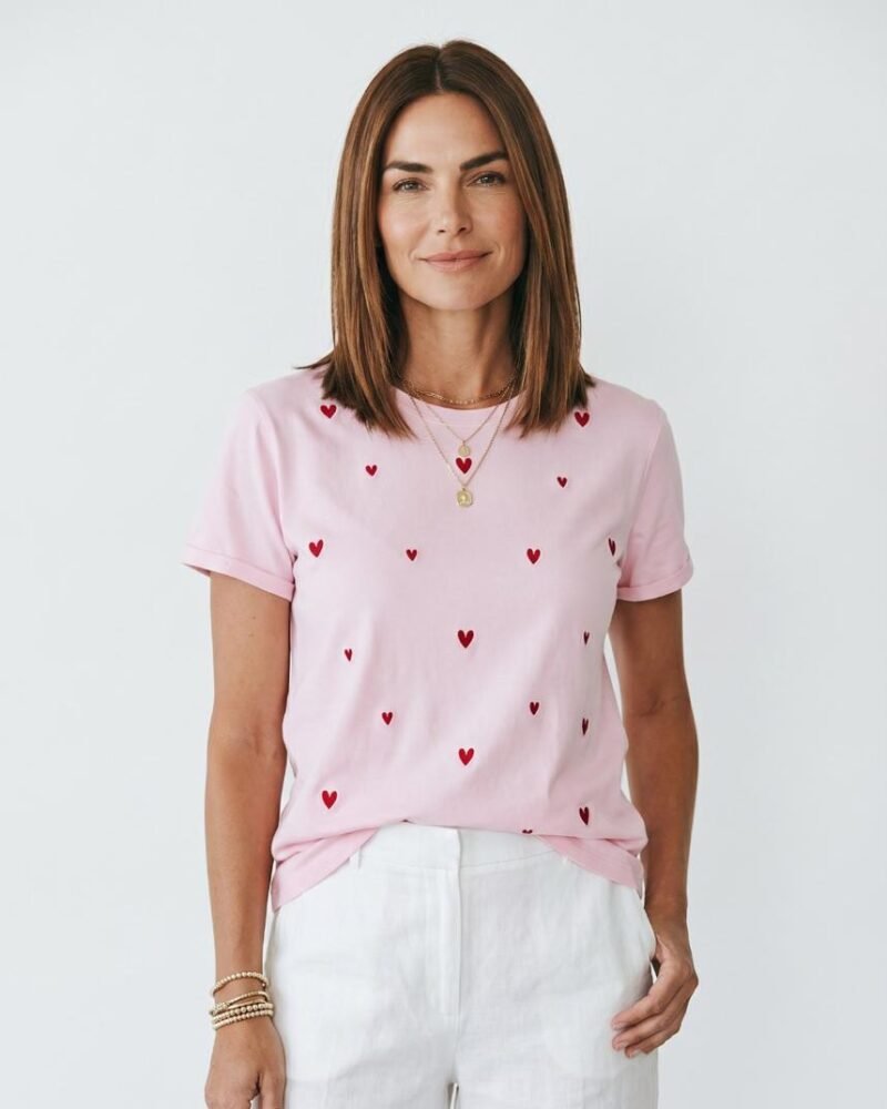 CAMISETA LARGA BORDADA CORAZONES