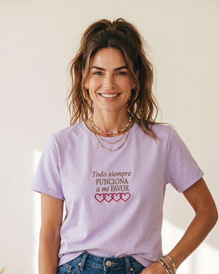 CAMISETA LARGA BORDADA TODO SIEMPRE FUNCIONA A MI FAVOR