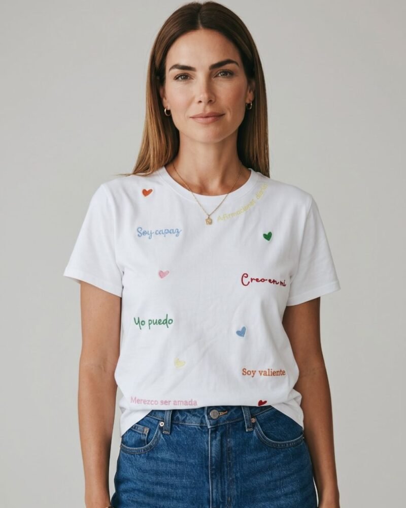 CAMISETA LARGA BORDADA AFIRMACIONES DIARIAS