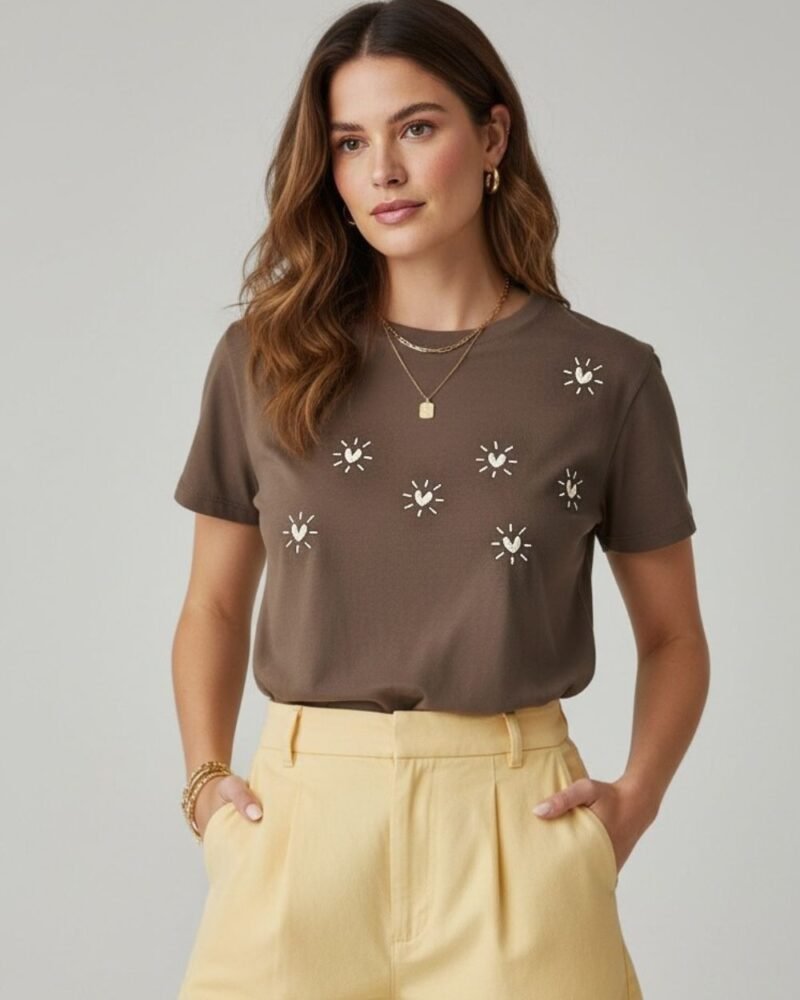 CAMISETA LARGA BORDADA CORAZONES