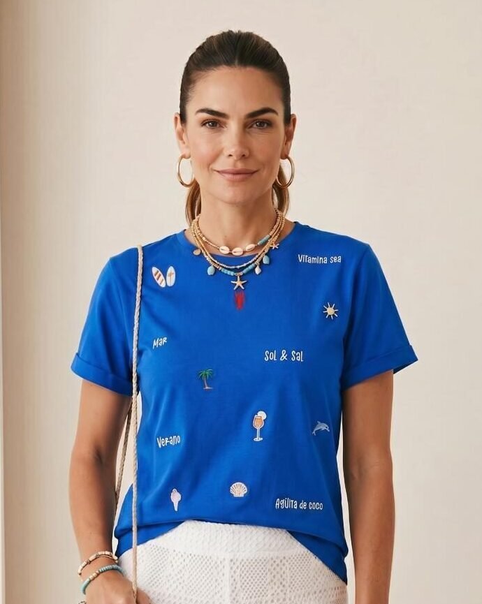 CAMISETA LARGA BORDADA EDICION SUMMER VIBES
