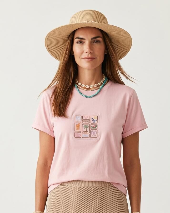 CAMISETA LARGA BORDADA EDICION SUMMER VIBES