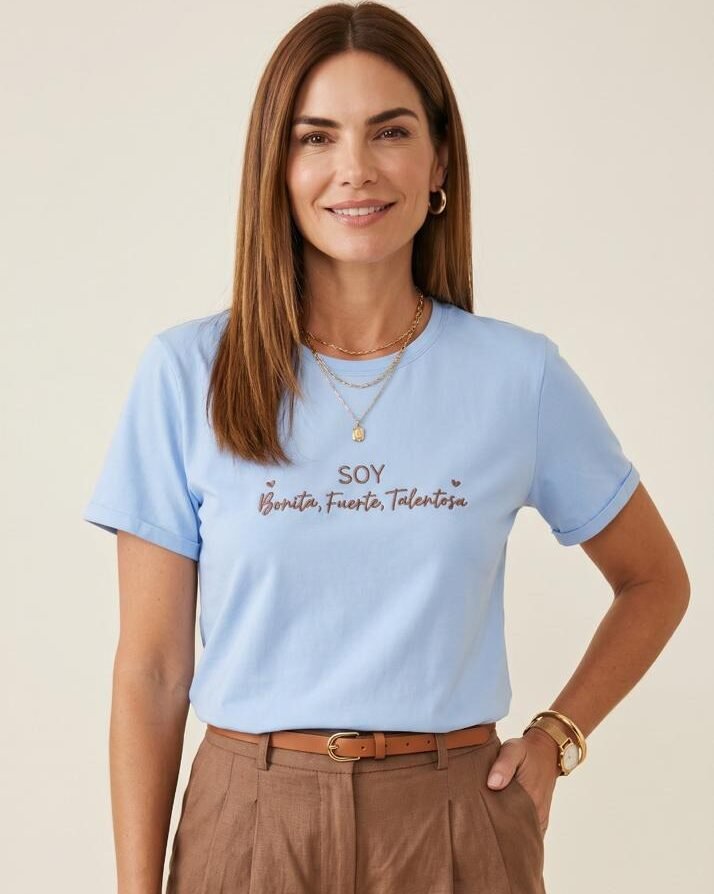 CAMISETA LARGA BORDADA SOY BONITA FUERTE TALENTOSA
