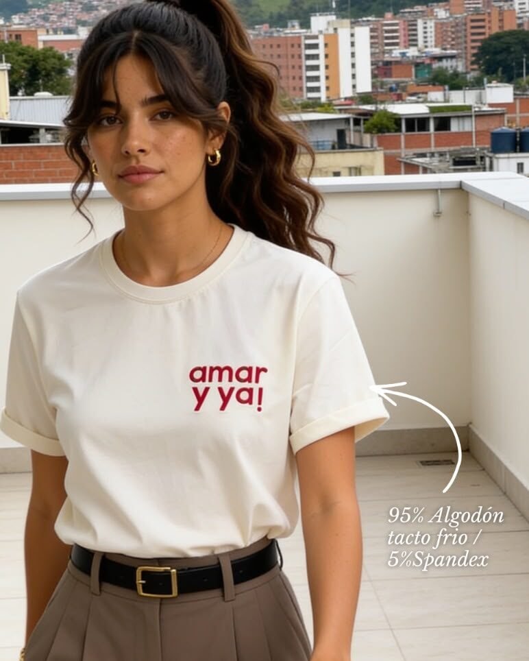 CAMISETA LARGA BORDADA AMAR Y YA